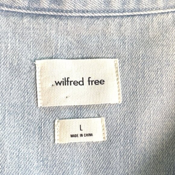 NWT Aritzia New Wilfred Free Pale Denim Shirt Style Auteur Coastal Western Sz L - Picture 7 of 13